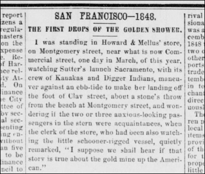 Close-up of original newsprint from the Sacramento Daily Union, Saturday, March 22, 1873.
