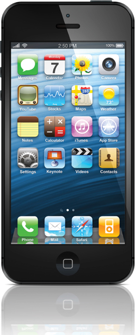A photo of iPhone with its home screen display.