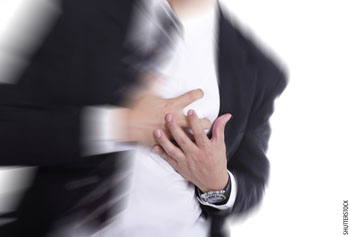 Picture of man clutching his chest