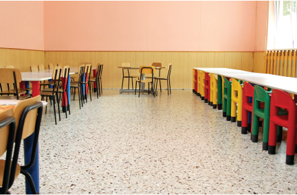 This is a kindergarten classroom designed as the ideal classroom for children to learn. 