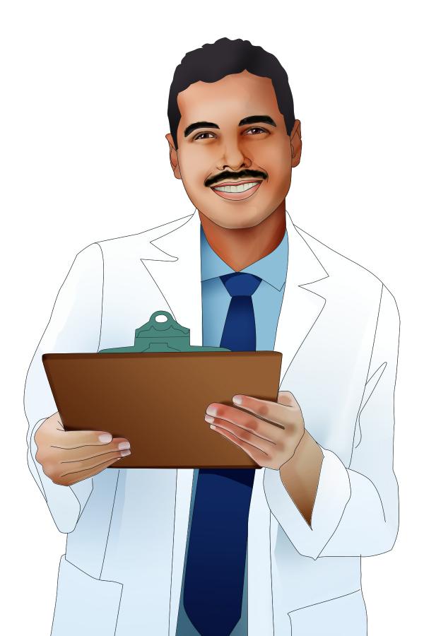drawing of male researcher