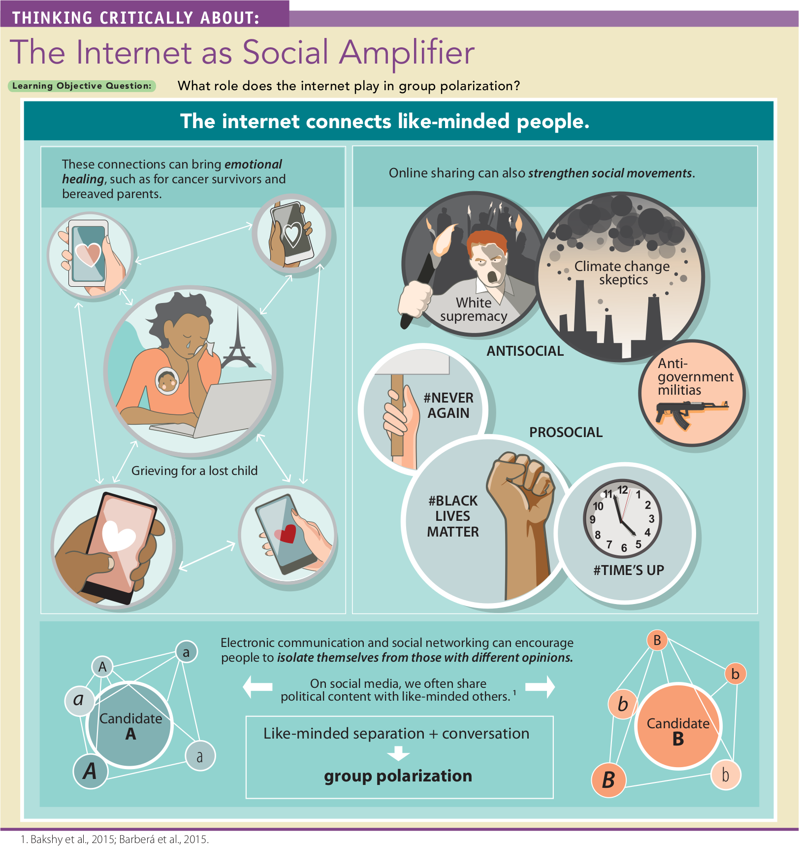 An infographic shows the role of the Internet in group polarization. You can read full description from the link below