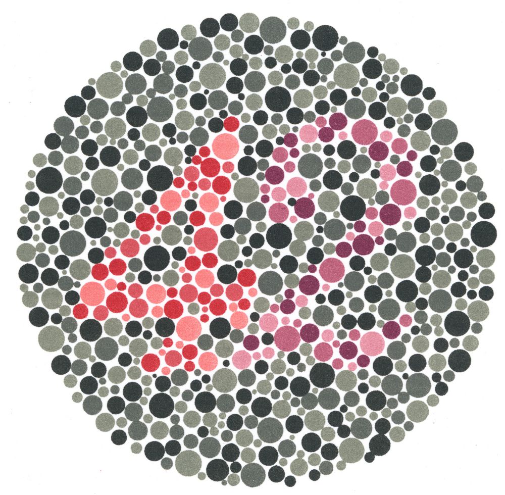 Ishihara color blindness test plate 17. Hidden number is 42.