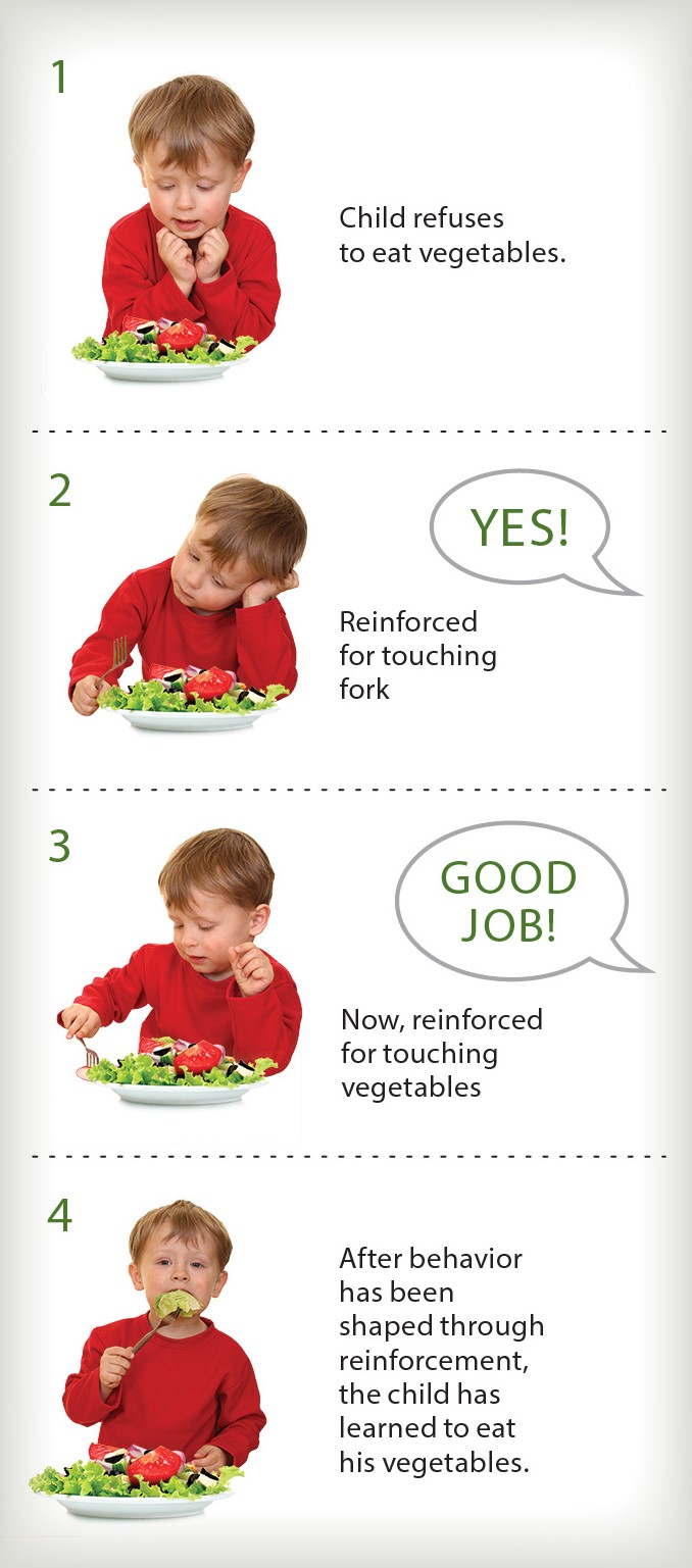 Example about getting a child to eat his vegetables.
