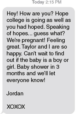Text message from Jordan.