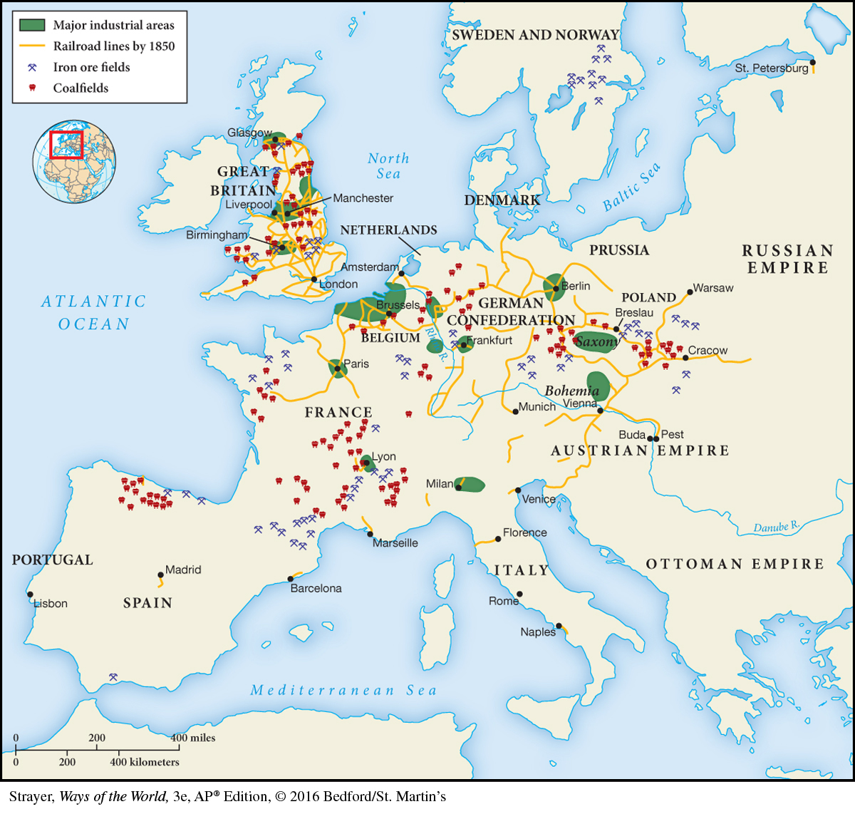 industrial revolution map europe