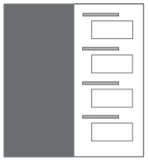 Thumbnail image: A sample layout of a brochure with graphic on the left panel and four headings (left-justified), each followed by a paragraph of text (main content) on the right panel.