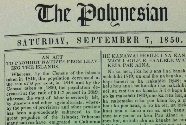Close-up of original newsprint from the Polynesian.