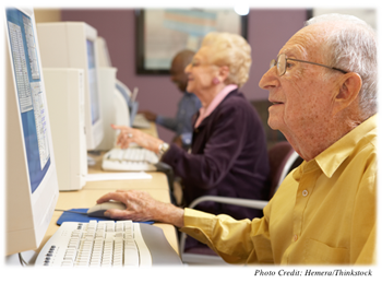 Older man working at the computer