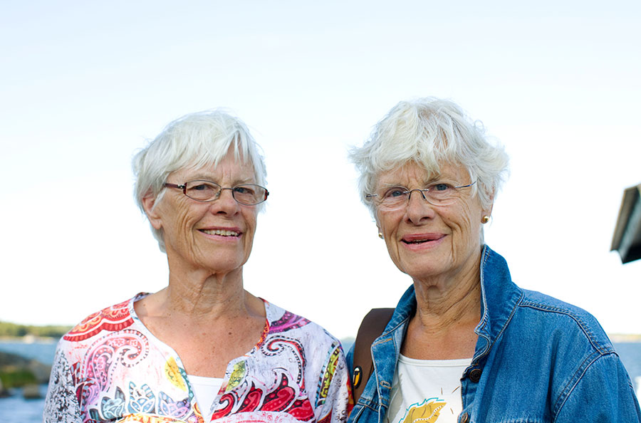 Photo of identical twins as mature adults (age fifty-ninety)