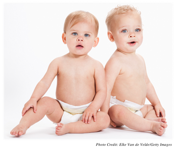 Two infants in diapers