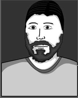 Illustration: black and white portrait of man with beard