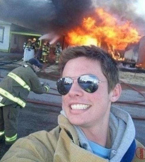 Selfie at a fire