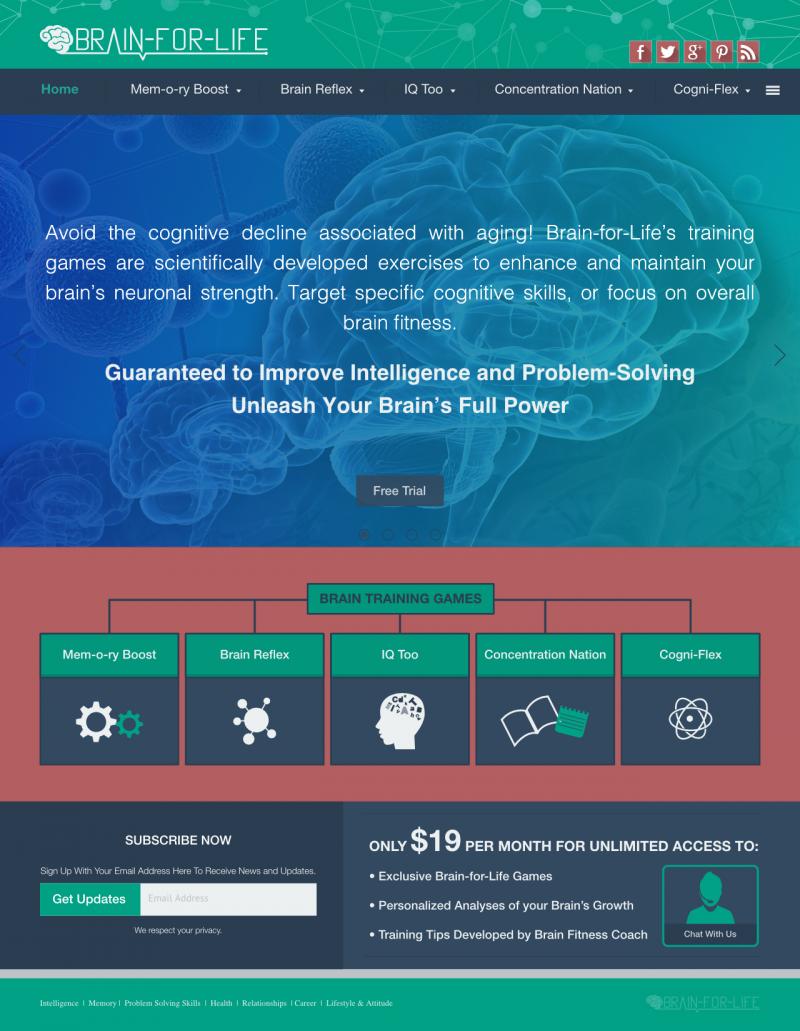 A mock website that claims to improve the intelligence and problem-solving skills of the user.