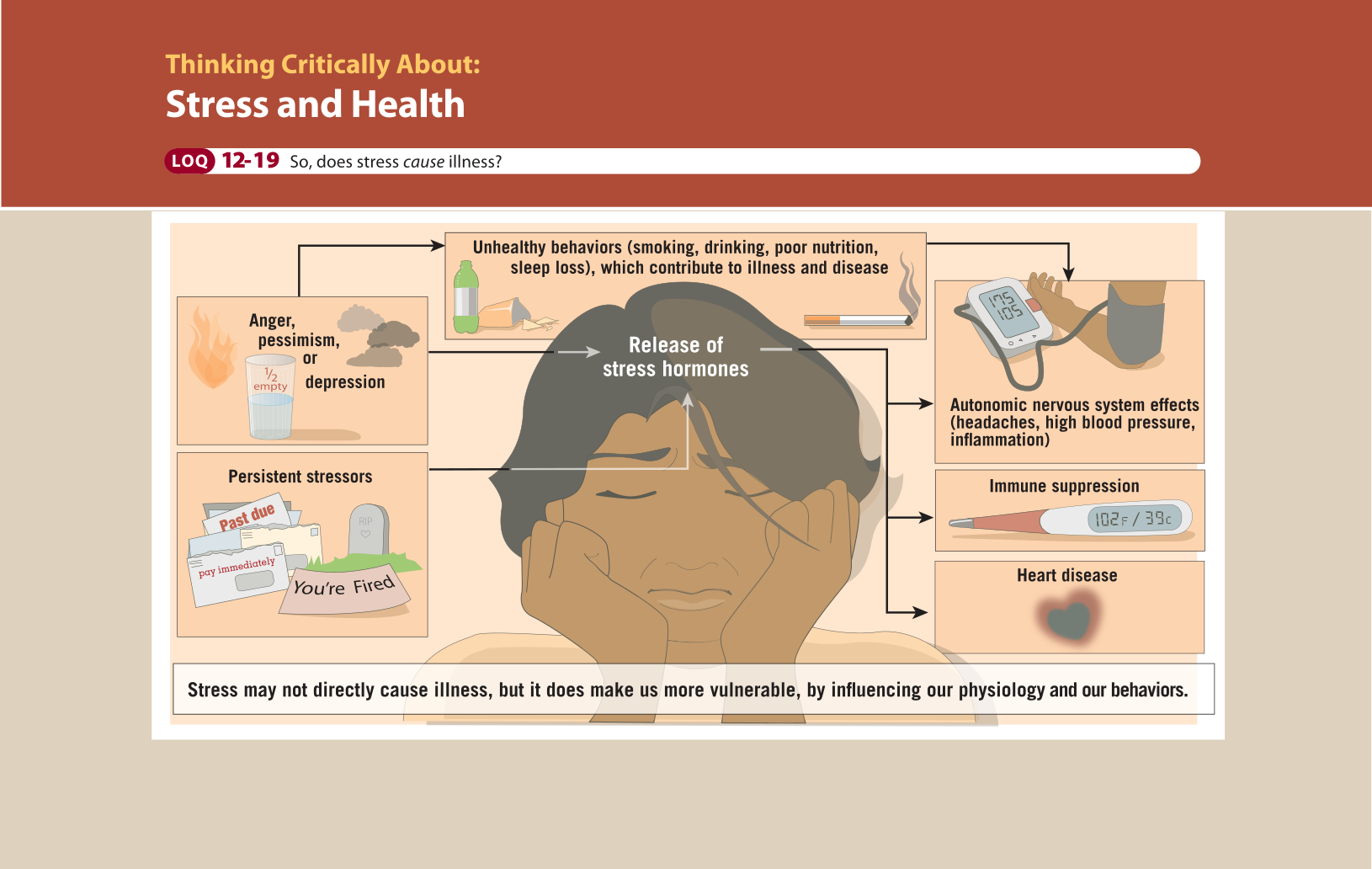 An infographic shows how stress and health are connected and the factors that connect them. You can read full description from the link below