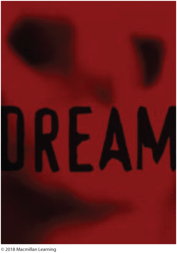 The word 'dream' is printed in all caps against a blood red and shadowy black background.