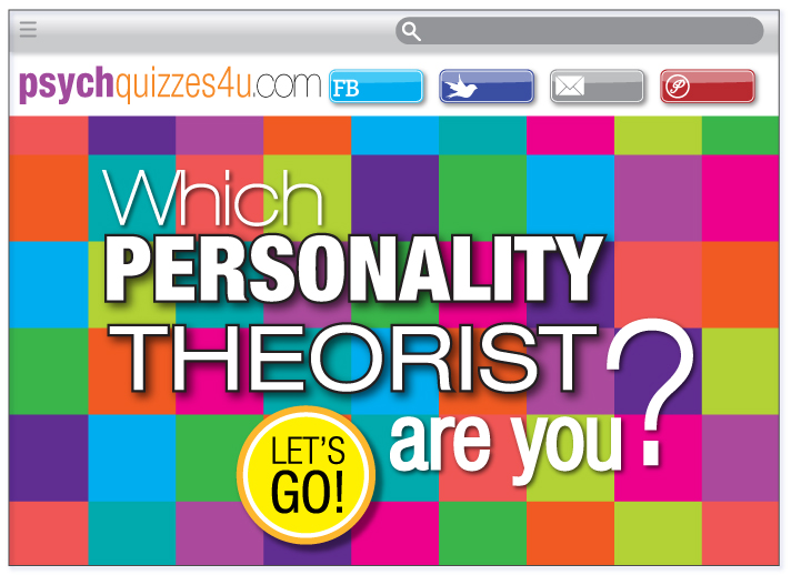 Website psychquizees dot com home page with the question “Which personality theorist are you?”. Which personality theorist are you? Let’s go!