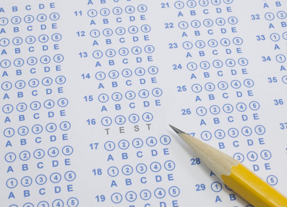 Scantron test sheet with pencil